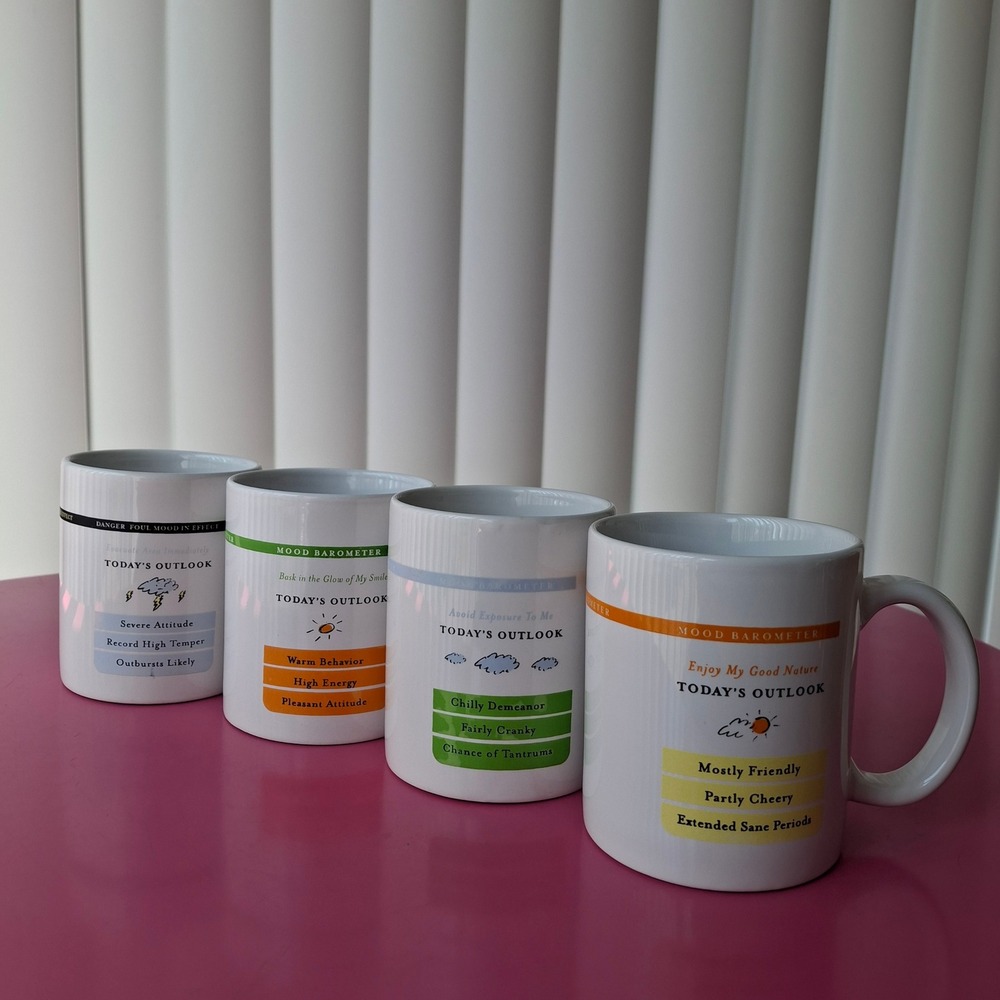 Mood Barometer Today's Outlook Coffee Mugs Set of 4 Weather-themed